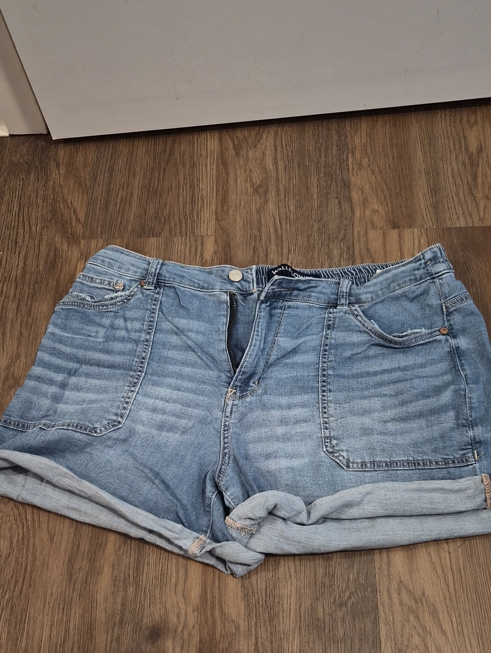Wallflower Light Blue Rolled Cuff Denim Shorts